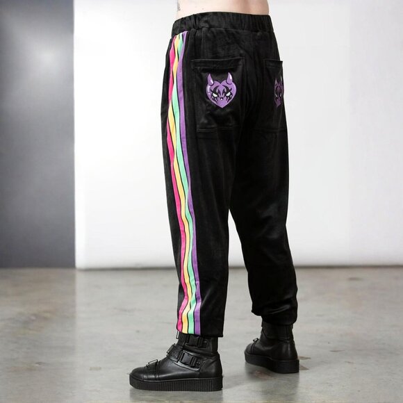 Killstar Other - Killstar ✦ Lounge Wizard Joggers ✦ Black Velour Rainbow Stripe Gothic Loungewear
